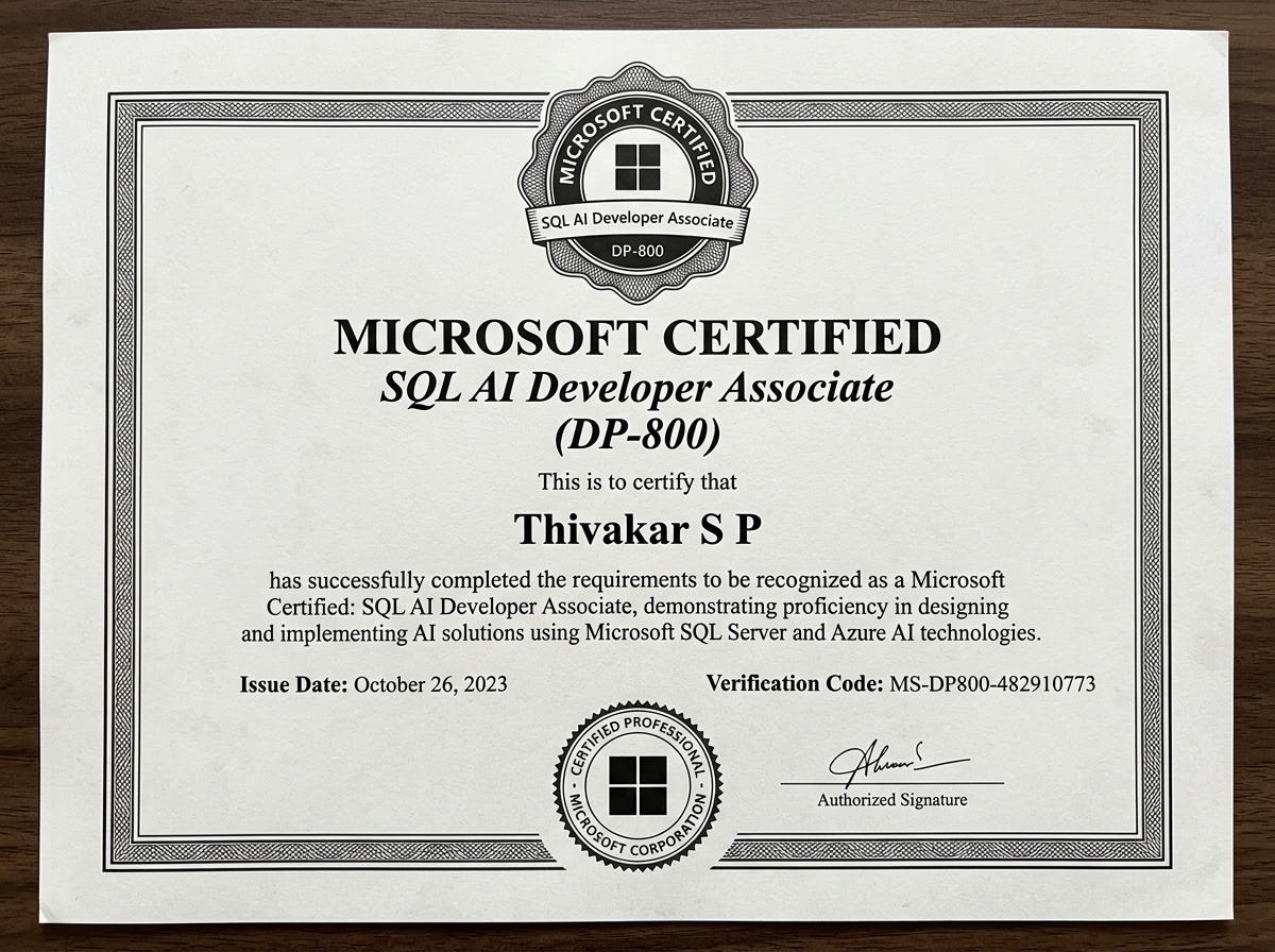 Microsoft DP-800 Certificate Scan